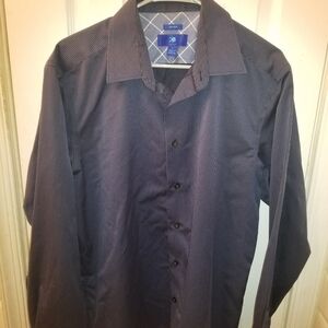 Men's Egara Blue With Black Pin Stripes Dress Shirt